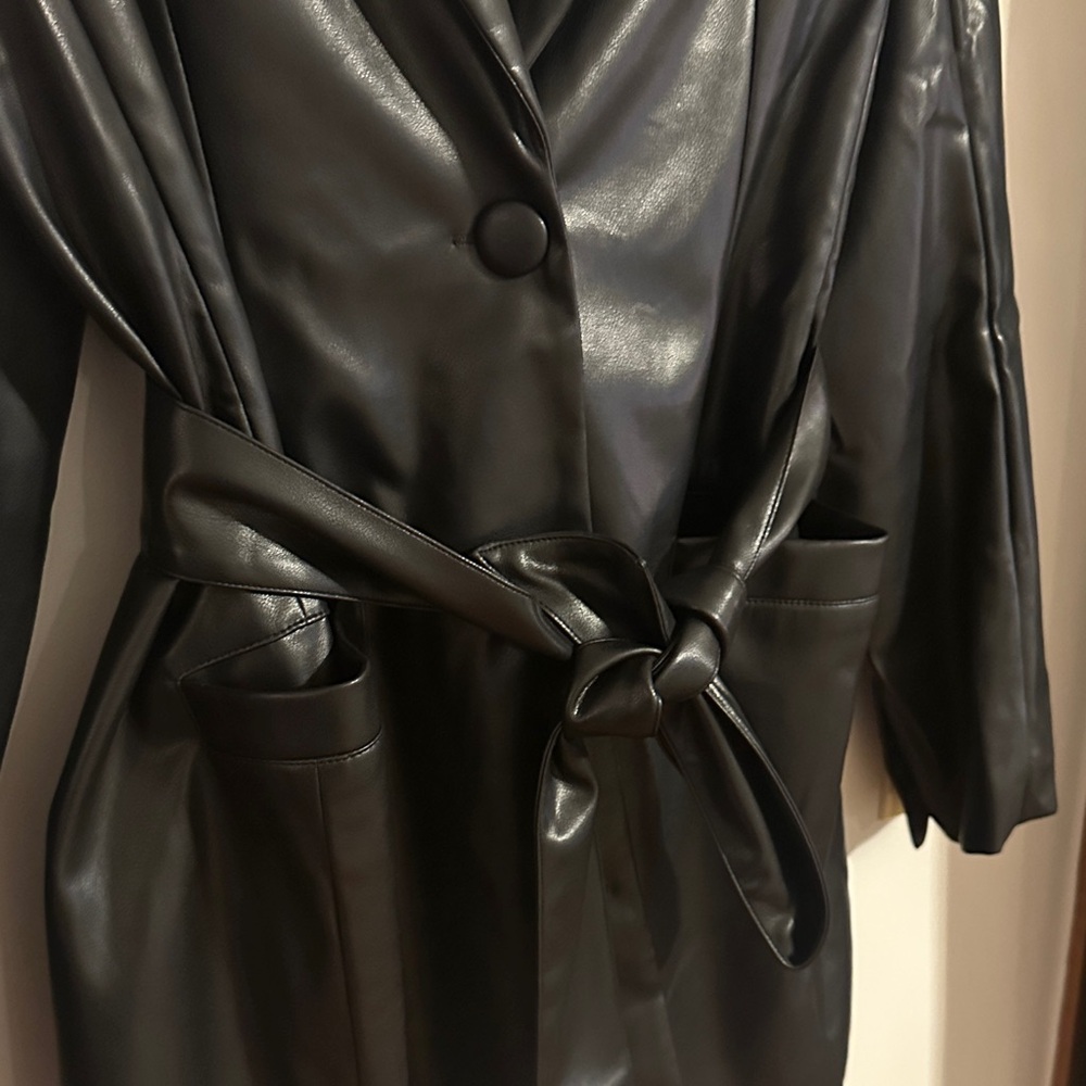 Nasty Gal Black Leather Look Jacket - Picture 4 of 11